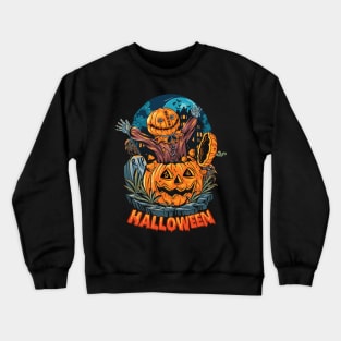 Scary Orange Pumpkin Hallowe'en Son From Father Graphic Crewneck Sweatshirt